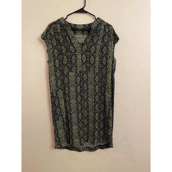 By Anthropologie Snakeskin Print Dress Casual Mini Dress Short Sleeve Shift - Picture 7 of 9